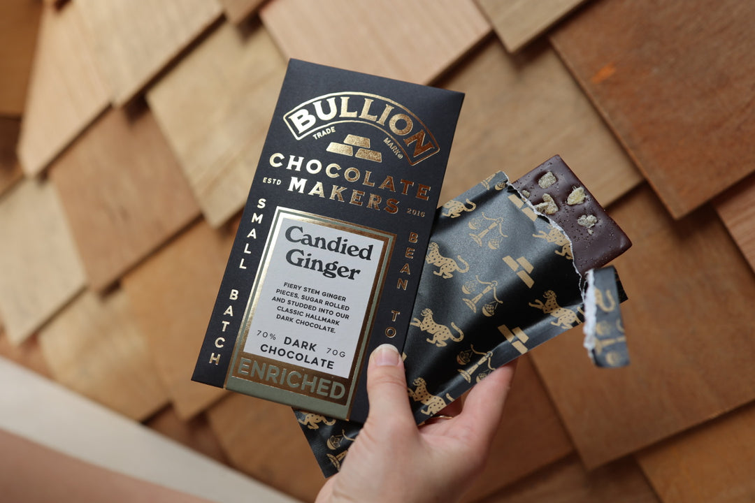 Bullion Chocolate Makers - Candied Ginger Enriched Bar
